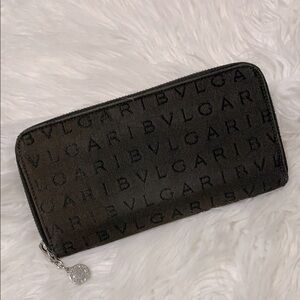 BVLGARI Brown Monogram Wallet Zip Around Long Wallet